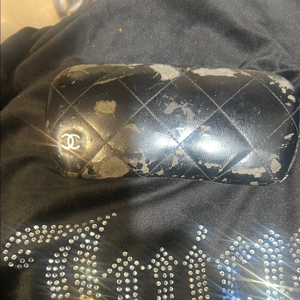 Chanel Black Quilted Sunglasses Case with Chanel Frames inside